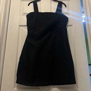 Black Abercrombie Linen Blend Ruched Mini Dress